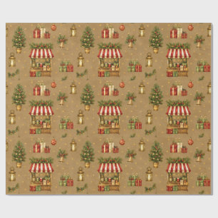 Old World Christmas Market Warm Taupe Wrapping Pap Paper