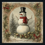 Old World Christmas Snowman Poster<br><div class="desc">This nostalgic Christmas poster features a classic snowman with a top hat and red scarf, framed by holly, berries, and evergreen branches. The muted vintage tones give it an old-fashioned charm, perfect for creating a warm and festive atmosphere during the holiday season. Ideal for decorating cosy spaces, gifting, or adding...</div>