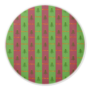 Old World Christmas Tree Pattern Evergreen Ceramic Knob