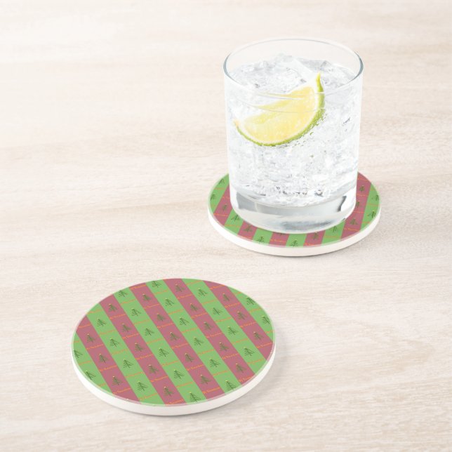 Old World Christmas Tree Pattern Evergreen Coaster (Side)