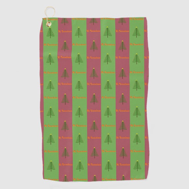 Old World Christmas Tree Pattern Evergreen Golf Towel (Front)