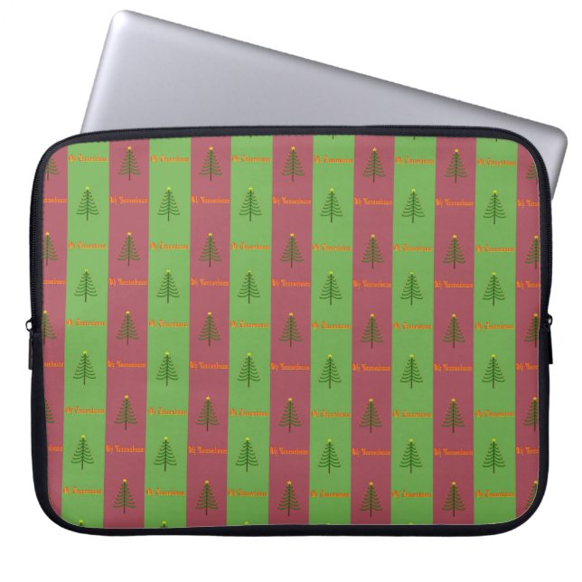 Old World Christmas Tree Pattern Evergreen Laptop Sleeve (Front)