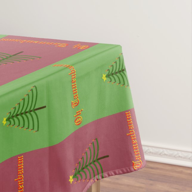 Old World Christmas Tree Pattern Evergreen Tablecloth (In Situ)