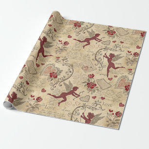 Old World Cupid Valentine Romantic Wrapping Paper