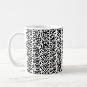 Old World Damask Black on White Coffee Mug