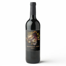 Old World Dark Floral Bouquet with Monogram Square