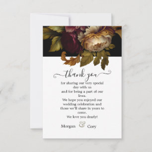 Old World Dark Floral Wedding Thank You