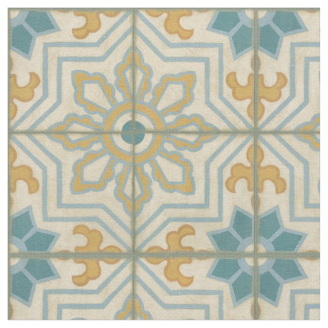 Old World Decorative Tile Pattern Fabric (Close Up)
