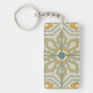 Old World Decorative Tile Pattern Key Ring