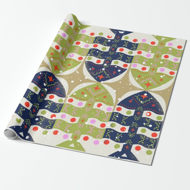Old World Elegant Christmas Wrapping Paper (Unrolled)