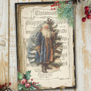 Old World Father Christmas & Sheet Music Decoupage