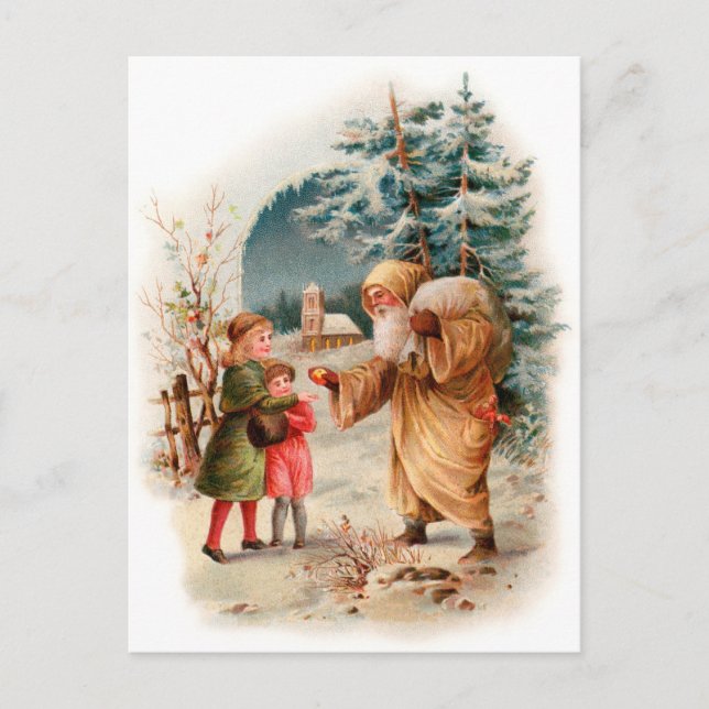 Old World German Santa Holiday Postcard (Front)