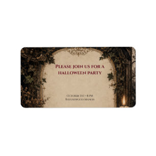 Old World Gothic Halloween Burgundy Roses, Ivy Label