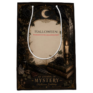 Old World Gothic Halloween Burgundy Roses, Ivy Medium Gift Bag