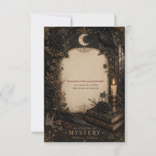 Old World Gothic Halloween Burgundy Roses, Ivy Thank You Card