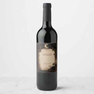 Old World Gothic Halloween Burgundy Roses, Ivy Wine Label