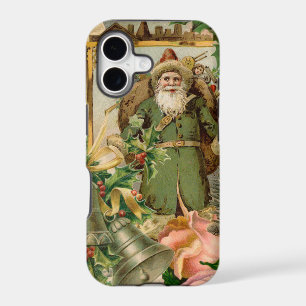 Old World Green Santa Christmas Collage Antique
