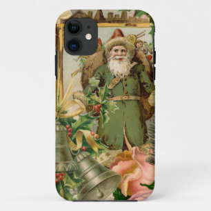 Old World Green Santa Christmas Collage Antique  Case-Mate iPhone Case