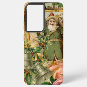 Old World Green Santa Christmas Collage Antique  Samsung Galaxy Case