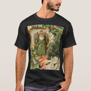 Old World Green Santa Christmas Collage Antique  T-Shirt