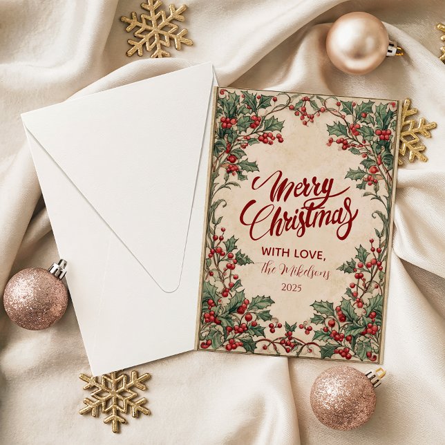Old World Holly & Ivy Holiday Card (Creator Uploaded)