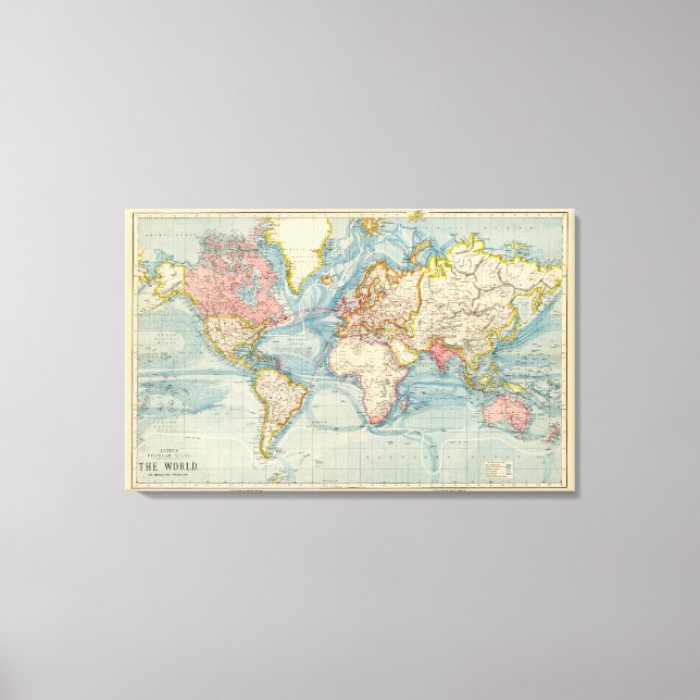 Old World  Map 1883 Antique map Canvas Print (Front)