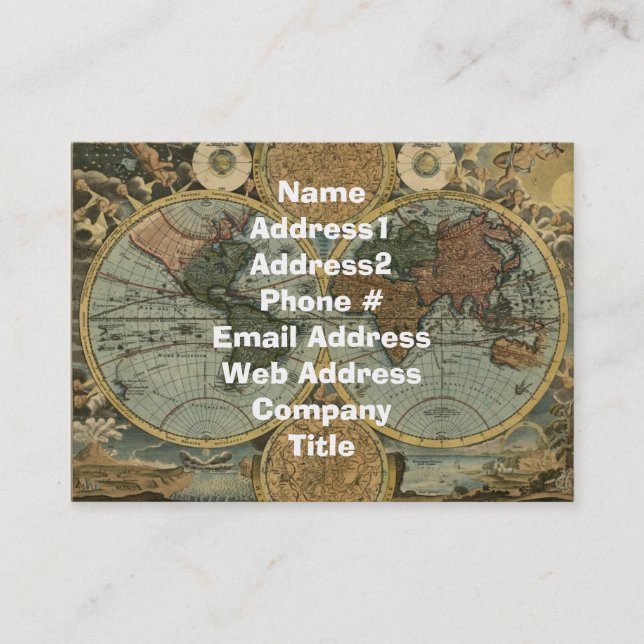 Old World Map Business Card (Front)