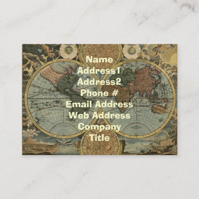 Old World Map Business Cards (Front)