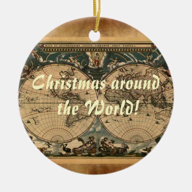 Old World Map Christmas Ornament (Front)
