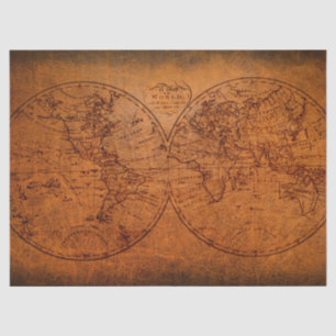 Old World Map Classic Vintage Rustic Design Tissue Paper