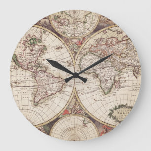 Old World Map Clock