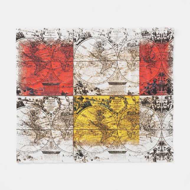  Old World Map Design    Fleece Blanket (Front (Horizontal))
