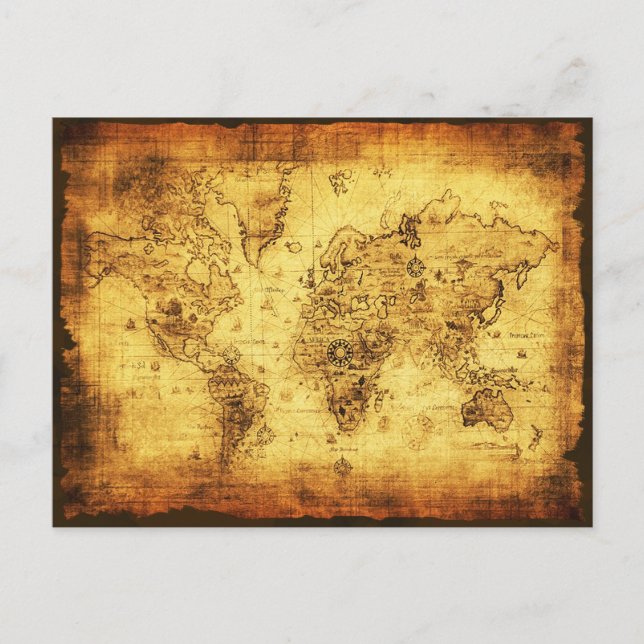 Old World Map Designer Gift Postcard (Front)