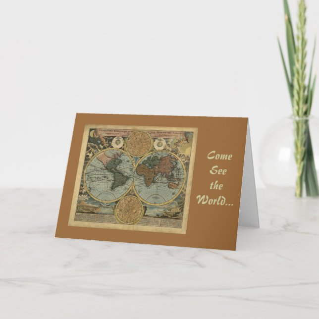 Old World Map Gifts Thank You Card (Front)