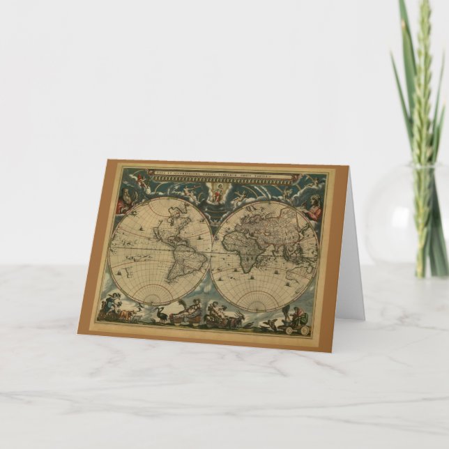 Old World Map Gifts Thank You Card (Front)