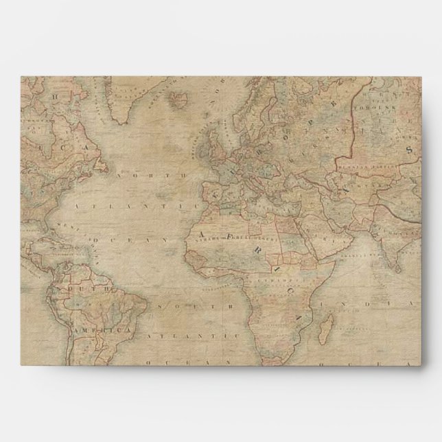 OLD WORLD MAP lighter colour Greeting Card Envelop Envelopes (Front)