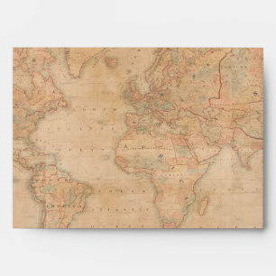 OLD WORLD MAP lighter colour Greeting Card Envelop Envelopes