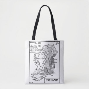 Old World Map Of Ireland art Illustration  Tote Bag