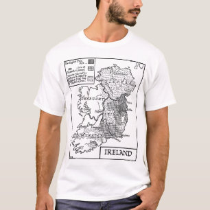 Old World Map Of Ireland black and white art T-Shirt