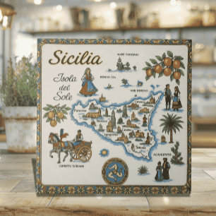 Old World Map of Sicily Tile