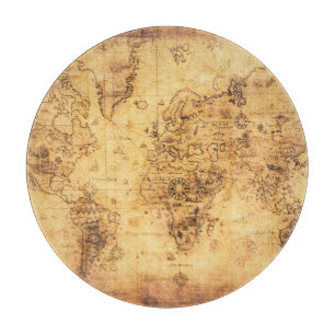 Old World Map: Stained Parchment Vintage Cutting Board
