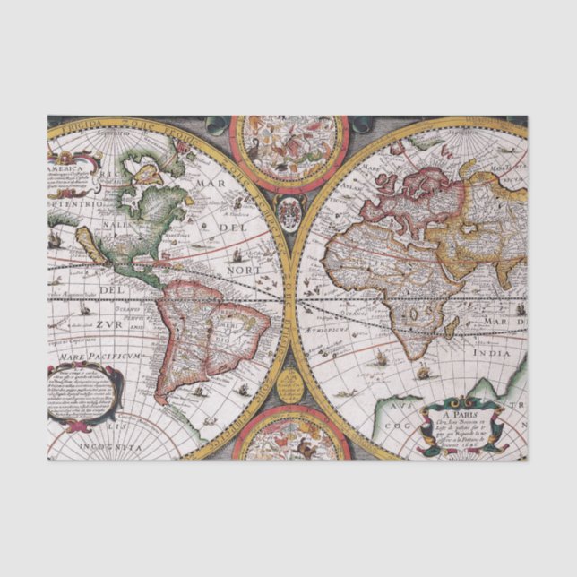 Old World Map Tissue Paper (Front)