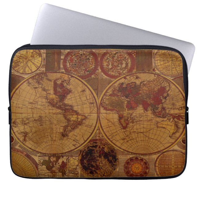 Old World Map Vintage Laptop Sleeve (Front)