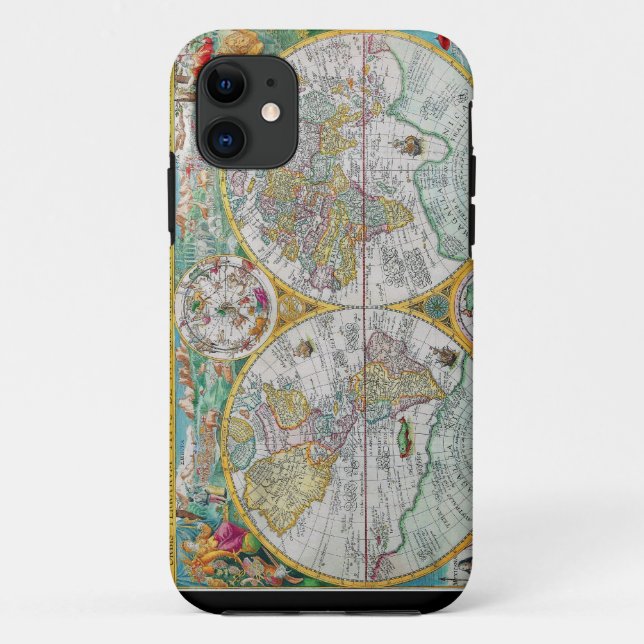 Old World Map with Colourful Artwork Case-Mate iPhone Case (Back)