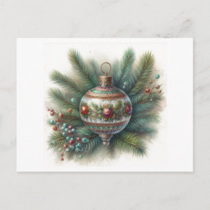 Old World Nostalgia with Pine Christmas Ornament  Postcard
