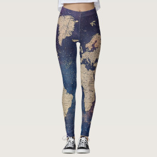 Old World Purple Celestial Star Map Leggings