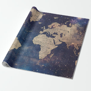 Old World Purple Celestial Star Map Wrapping Paper