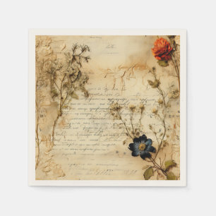 Old World Romantic Parchment Letter Napkin