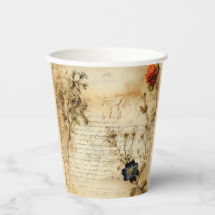 Old World Romantic Parchment Letter Paper Cups