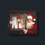 Old World Santa | Add-Your Photo | Luxe Christmas Canvas Print<br><div class="desc">This gorgeous Christmas canvas print features a photo of Santa holding a frame with your favourite photo. The  wrapped edges have a red background with gold polka dots. This canvas print is the perfect solution for those who aren't able to visit Santa in person.</div>